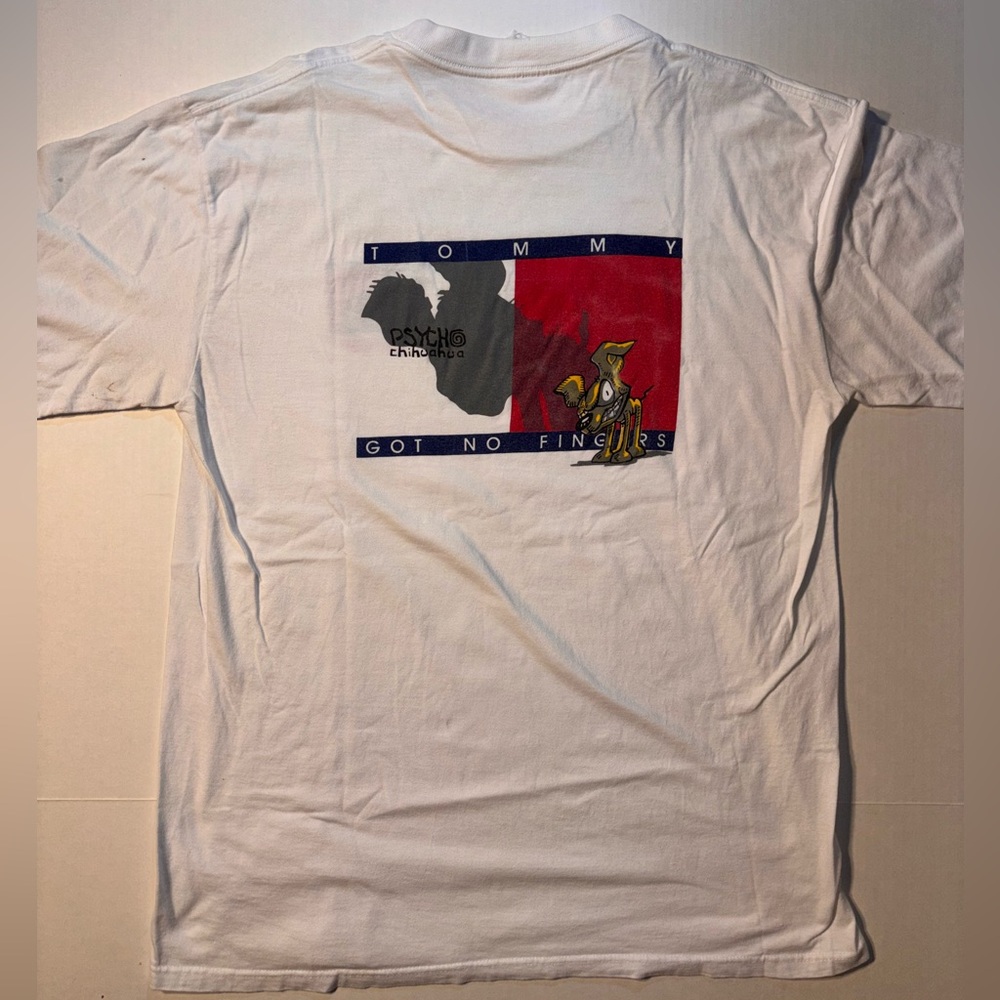 Vtg Psycho Chihuahua Del Carmen Mexico Tommy Hilfiger Parody Souvenir 90s Tshirt